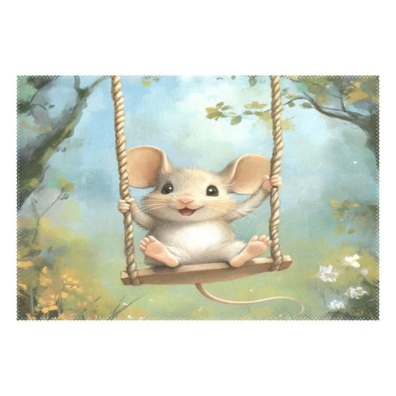 Ryvnso 1 Piece Placemats Cute Mouse Dining Mats Heat-Resistant Non-Slip Washable Table Mat