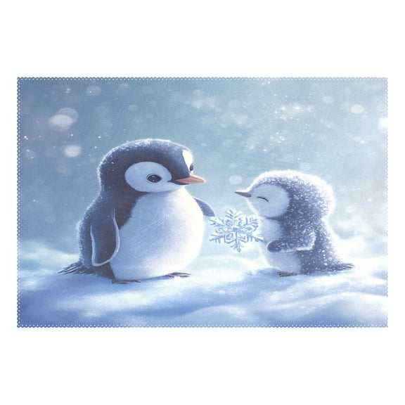 Ryvnso 1 Piece Placemats Cute Penguin Winter Dining Mats Heat-Resistant Non-Slip Washable Table Mat