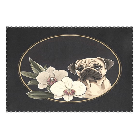 Ryvnso 1 Piece Placemats Cute Pug Dog Dining Mats Heat-Resistant Non-Slip Washable Table Mat