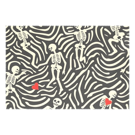 Ryvnso 1 Piece Placemats Dancing Skeletons Dining Mats Heat-Resistant Non-Slip Washable Table Mat