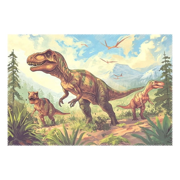 Ryvnso 1 Piece Placemats Dinosaur in Forest-a1 Dining Mats Heat-Resistant Non-Slip Washable Table Mat