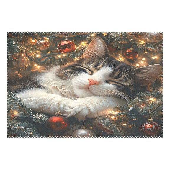 Ryvnso 1 Piece Placemats Dream Cat Christmas Dining Mats Heat-Resistant Non-Slip Washable Table Mat