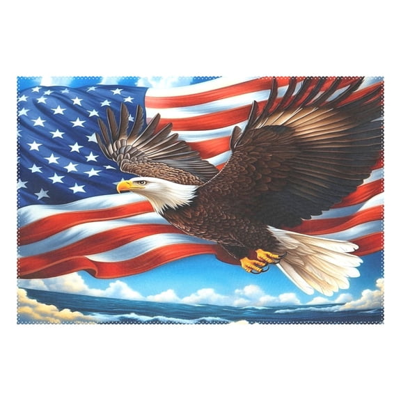Ryvnso 1 Piece Placemats Eagle American Flag Dining Mats Heat-Resistant Non-Slip Washable Table Mat