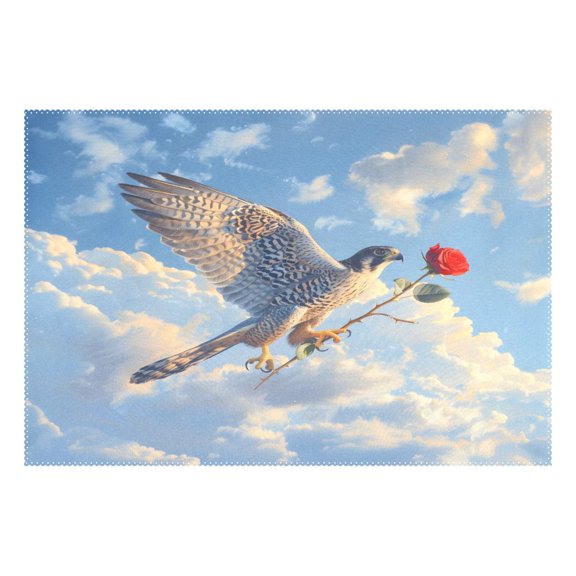 Ryvnso 1 Piece Placemats Eagle Flying in Sky with Roses Dining Mats Heat-Resistant Non-Slip Washable Table Mat
