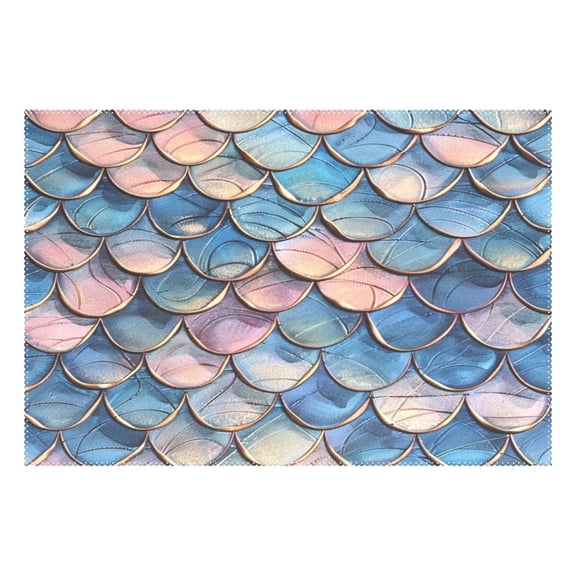 Ryvnso 1 Piece Placemats Fish Scales Dining Mats Heat-Resistant Non-Slip Washable Table Mat