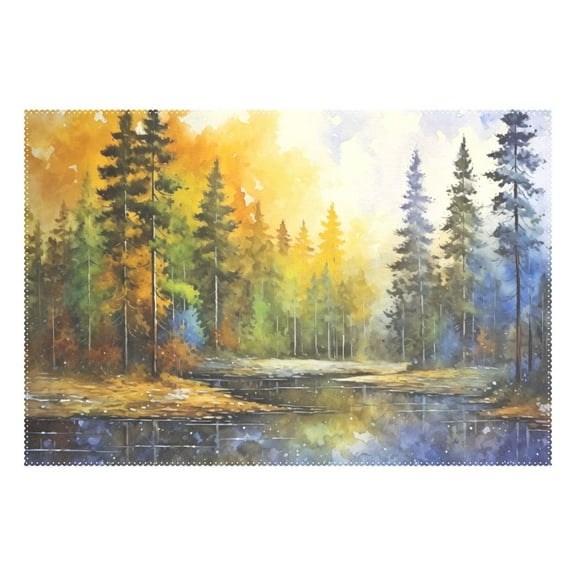 Ryvnso 1 Piece Placemats Forest Landscape Dining Mats Heat-Resistant Non-Slip Washable Table Mat