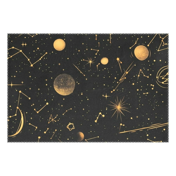 Ryvnso 1 Piece Placemats Galaxy Moon Boho Star Dining Mats Heat-Resistant Non-Slip Washable Table Mat