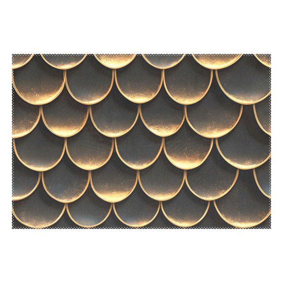 Ryvnso 1 Piece Placemats Golden Dragon Scales Pattern Dining Mats Heat-Resistant Non-Slip Washable Table Mat