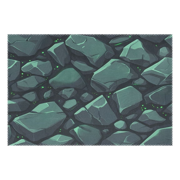 Ryvnso 1 Piece Placemats Green Texture Stone Dining Mats Heat-Resistant Non-Slip Washable Table Mat