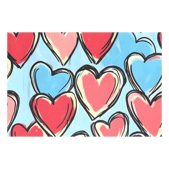 Ryvnso 1 Piece Placemats Hearts Dining Mats Heat-Resistant Non-Slip Washable Table Mat
