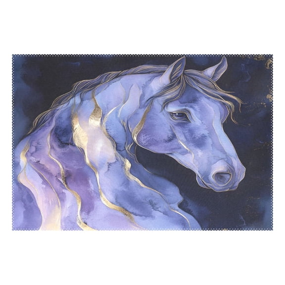 Ryvnso 1 Piece Placemats Horse with Marble Dining Mats Heat-Resistant Non-Slip Washable Table Mat