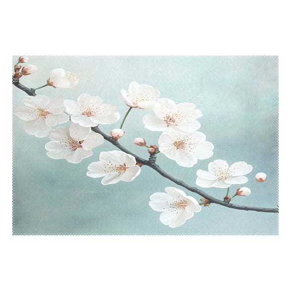 Ryvnso 1 Piece Placemats Jasmine Flower on Branch Dining Mats Heat-Resistant Non-Slip Washable Table Mat