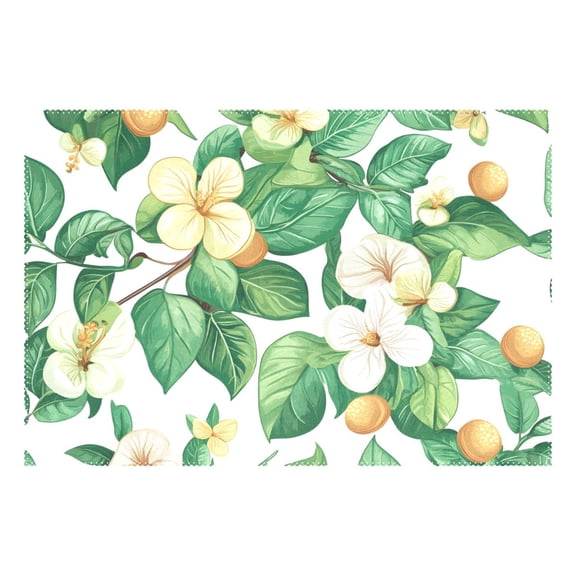 Ryvnso 1 Piece Placemats Jasmine Flowers Dining Mats Heat-Resistant Non-Slip Washable Table Mat
