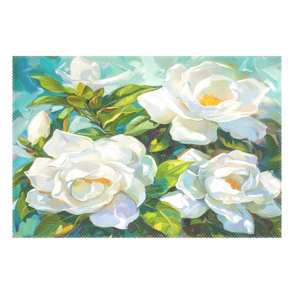Ryvnso 1 Piece Placemats Jasmine Flowers Oil Paint Dining Mats Heat-Resistant Non-Slip Washable Table Mat
