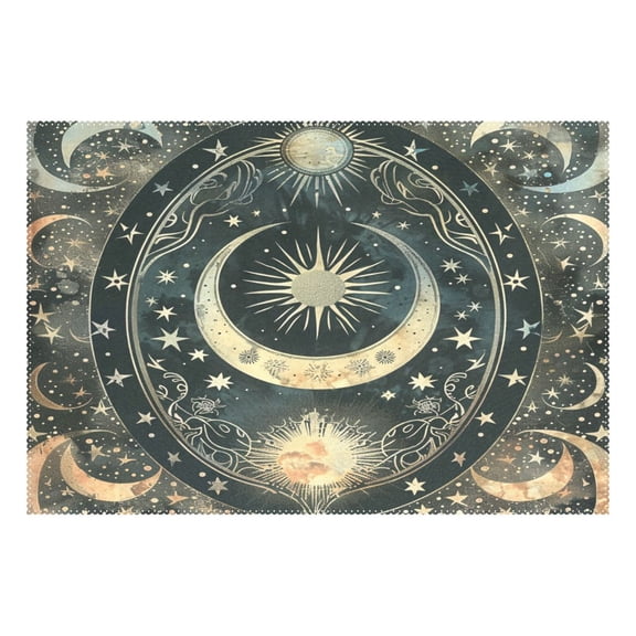 Ryvnso 1 Piece Placemats Magical Bohomia Moon and Star Dining Mats Heat-Resistant Non-Slip Washable Table Mat