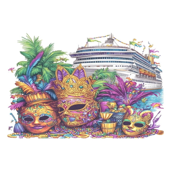 Ryvnso 1 Piece Placemats Mardi Gras Ship Dining Mats Heat-Resistant Non-Slip Washable Table Mat