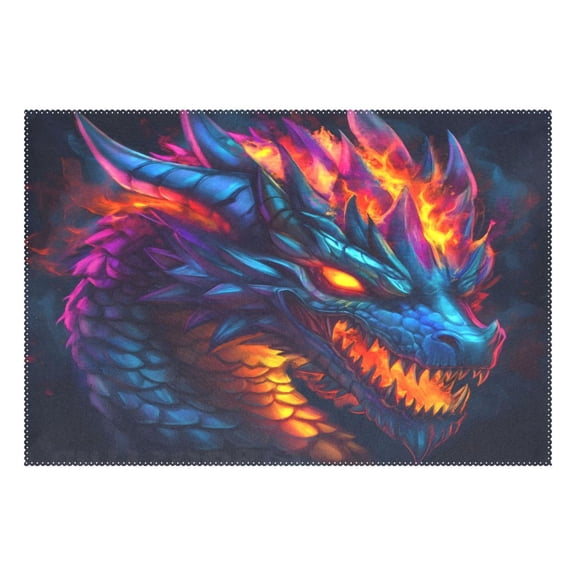 Ryvnso 1 Piece Placemats Neon Abstract Dragon-a1 Dining Mats Heat-Resistant Non-Slip Washable Table Mat