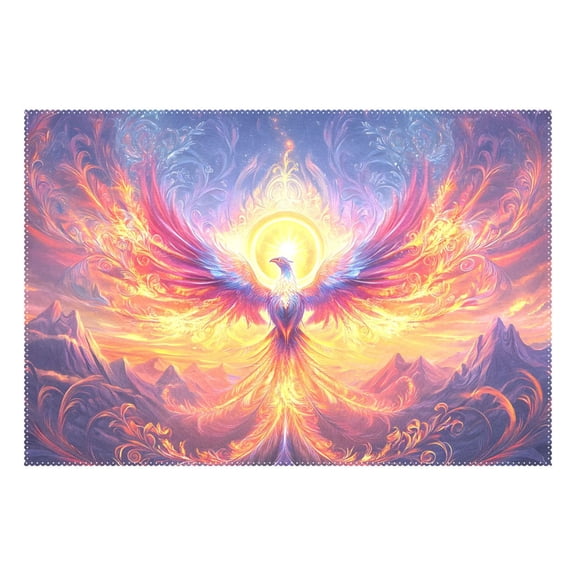 Ryvnso 1 Piece Placemats Neon Phoenix Fire Bird Dining Mats Heat-Resistant Non-Slip Washable Table Mat