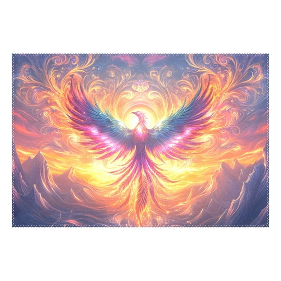 Ryvnso 1 Piece Placemats Neon Phoenix Fire Dining Mats Heat-Resistant Non-Slip Washable Table Mat