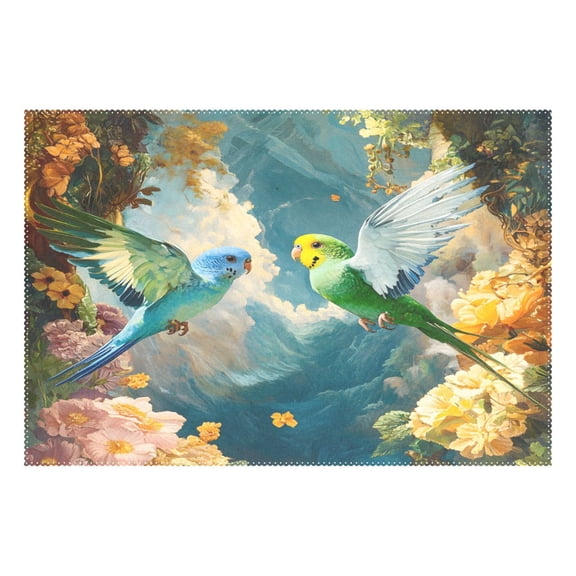 Ryvnso 1 Piece Placemats Parrots Flowers Dining Mats Heat-Resistant Non-Slip Washable Table Mat