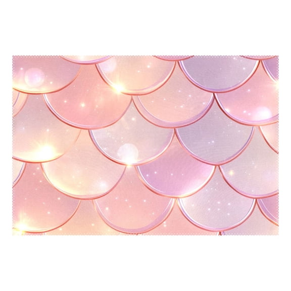 Ryvnso 1 Piece Placemats Pink Gradient Scales Dining Mats Heat-Resistant Non-Slip Washable Table Mat