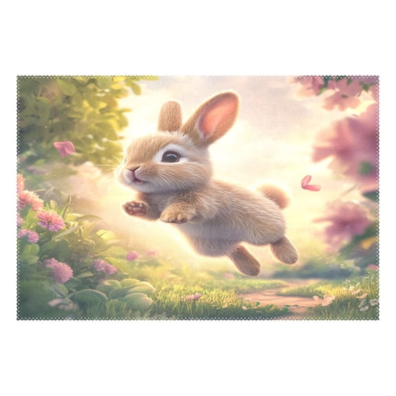 Ryvnso 1 Piece Placemats Rabbit Running in Forest-a1 Dining Mats Heat-Resistant Non-Slip Washable Table Mat