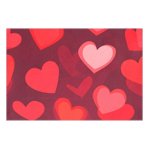 Ryvnso 1 Piece Placemats Red Heart Pattern Dining Mats Heat-Resistant Non-Slip Washable Table Mat