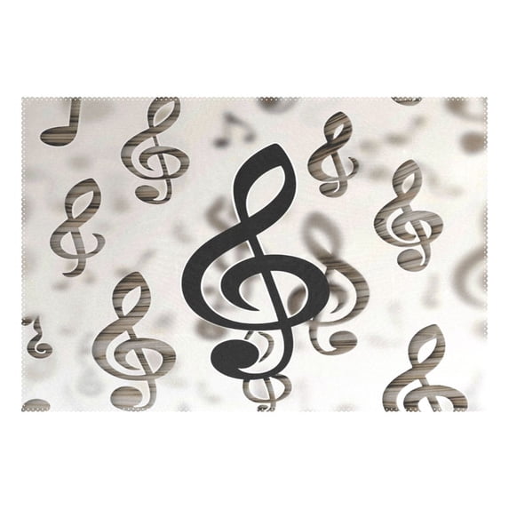 Ryvnso 1 Piece Placemats Retro Musical Note Dining Mats Heat-Resistant Non-Slip Washable Table Mat