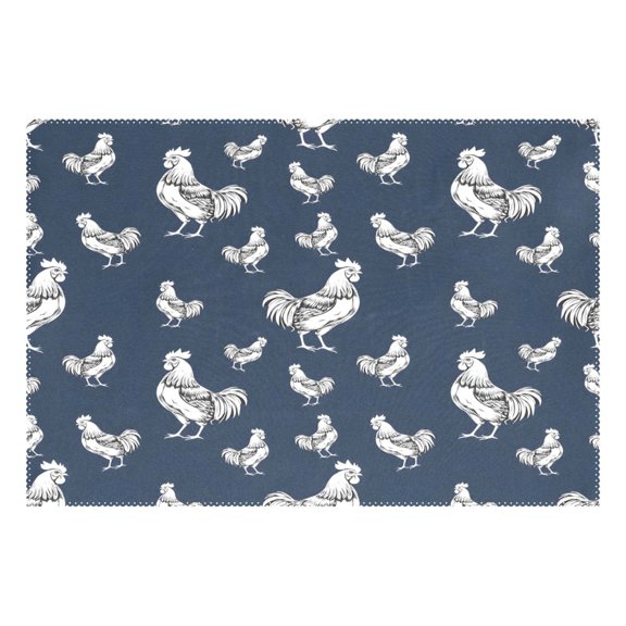 Ryvnso 1 Piece Placemats Rooster Pattern Dining Mats Heat-Resistant Non-Slip Washable Table Mat