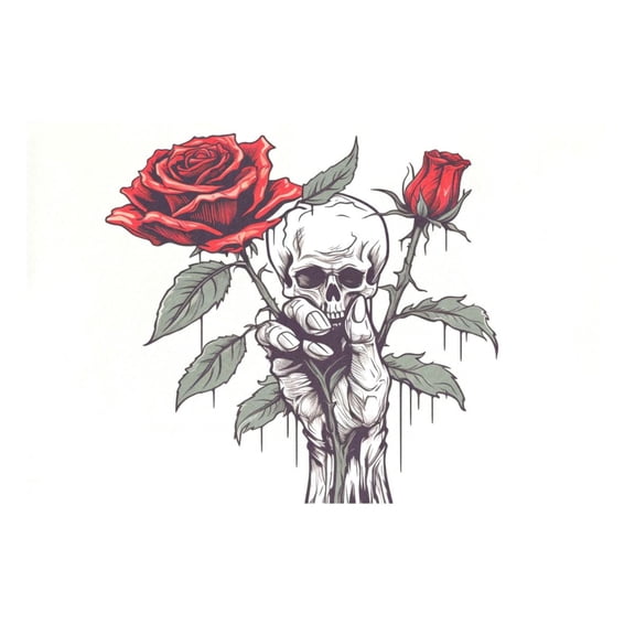 Ryvnso 1 Piece Placemats Roses Skull Hand Dining Mats Heat-Resistant Non-Slip Washable Table Mat