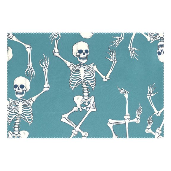 Ryvnso 1 Piece Placemats Skeleton Dancing Dining Mats Heat-Resistant Non-Slip Washable Table Mat