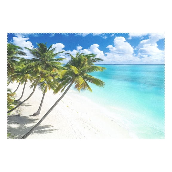 Ryvnso 1 Piece Placemats Sky Palm Tree Beach Dining Mats Heat-Resistant Non-Slip Washable Table Mat