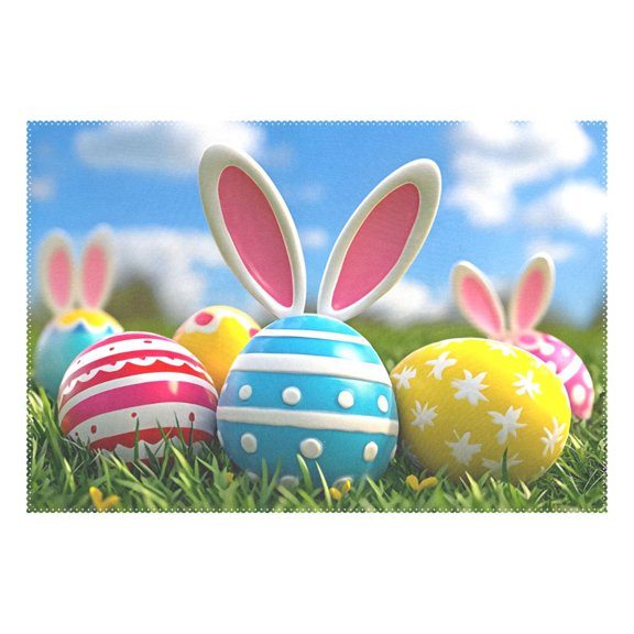Ryvnso 1 Piece Placemats Summer Easter Eggs Dining Mats Heat-Resistant Non-Slip Washable Table Mat