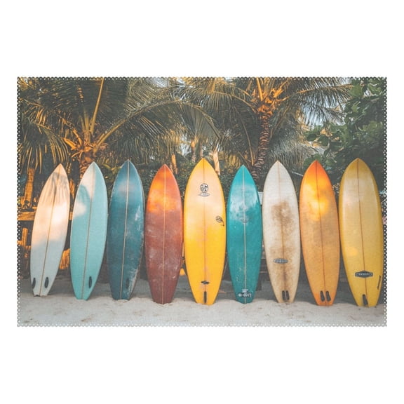Ryvnso 1 Piece Placemats Surfboard Palm Beach Dining Mats Heat-Resistant Non-Slip Washable Table Mat