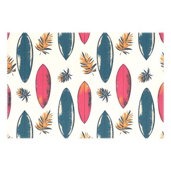 Ryvnso 1 Piece Placemats Surfboard Palm Leaves Dining Mats Heat-Resistant Non-Slip Washable Table Mat