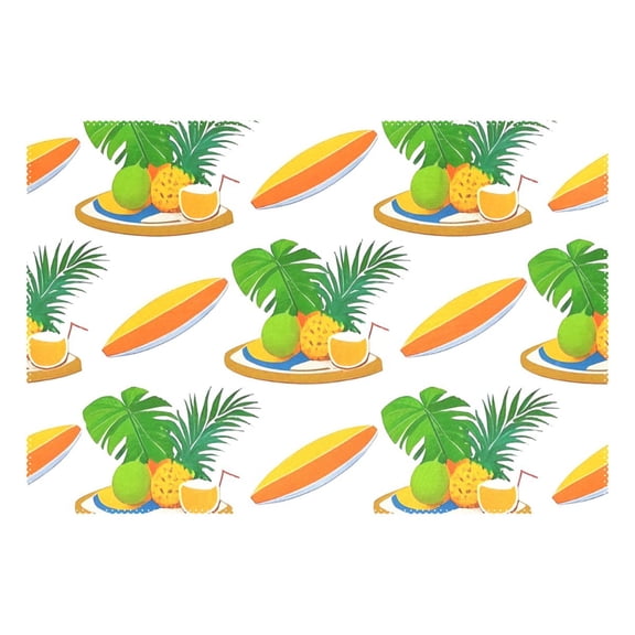 Ryvnso 1 Piece Placemats Surfboard Summer Fruit Dining Mats Heat-Resistant Non-Slip Washable Table Mat