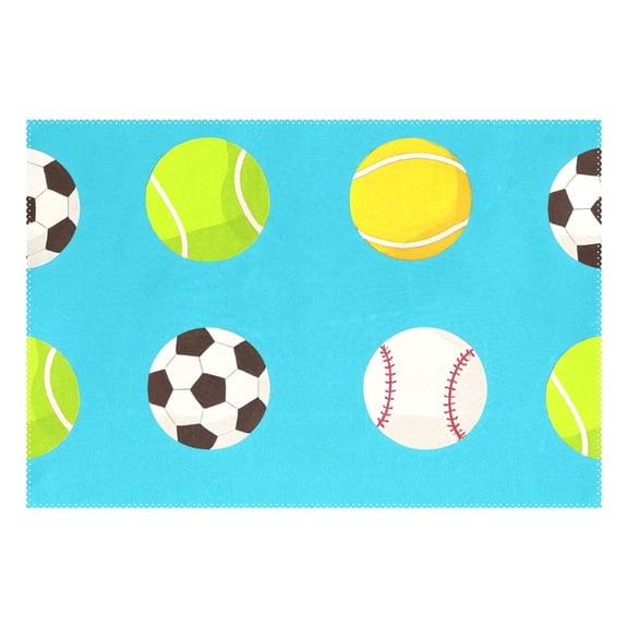Ryvnso 1 Piece Placemats Tennis Balls Footballs Dining Mats Heat-Resistant Non-Slip Washable Table Mat