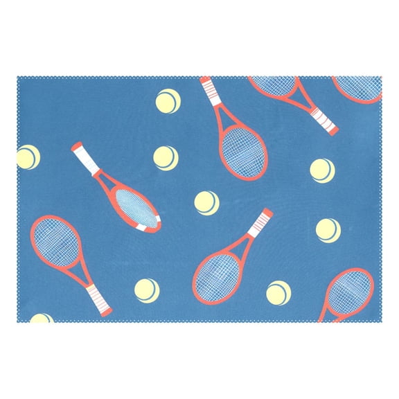 Ryvnso 1 Piece Placemats Tennis Racket Balls Dining Mats Heat-Resistant Non-Slip Washable Table Mat