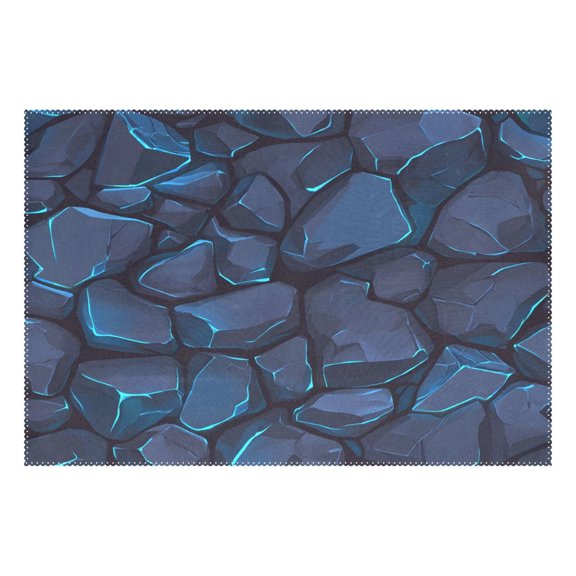 Ryvnso 1 Piece Placemats Texture Cartoon Stones Dining Mats Heat-Resistant Non-Slip Washable Table Mat