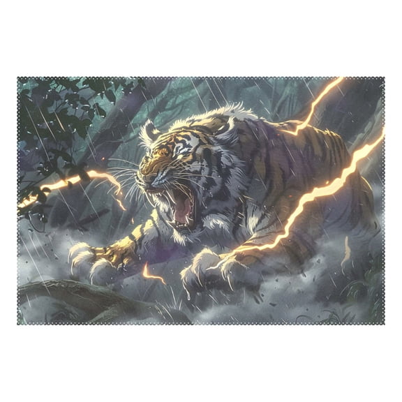 Ryvnso 1 Piece Placemats Tiger at Forest Dining Mats Heat-Resistant Non-Slip Washable Table Mat