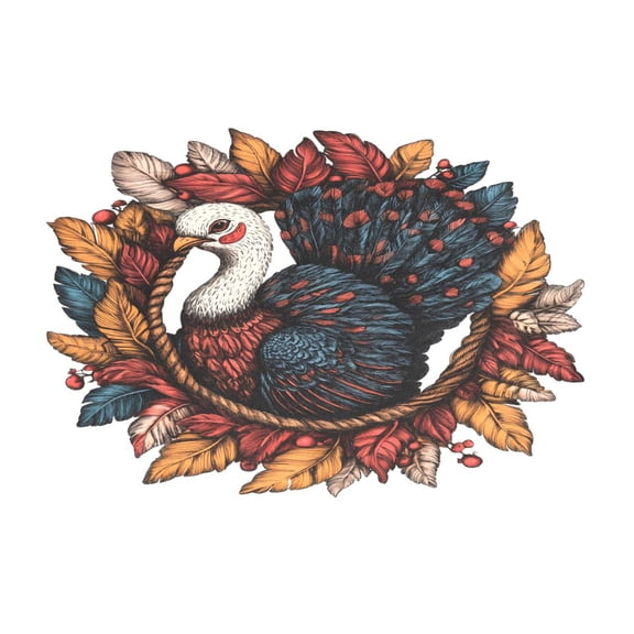 Ryvnso 1 Piece Placemats Turkey in Flower Ring Dining Mats Heat-Resistant Non-Slip Washable Table Mat