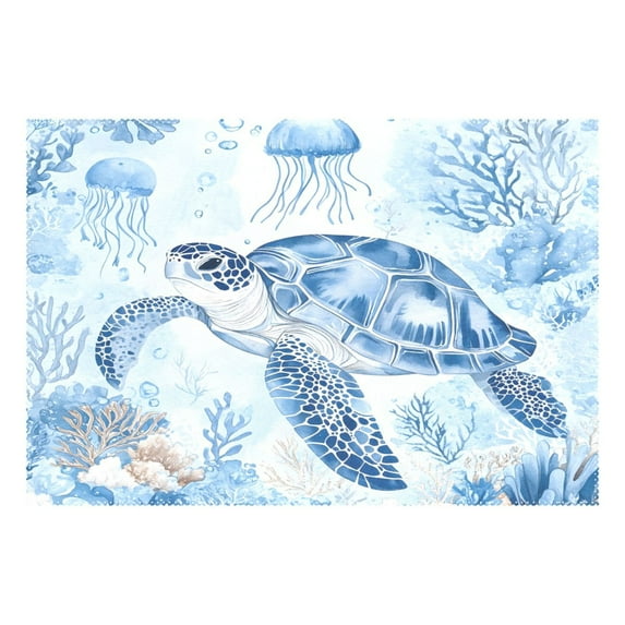 Ryvnso 1 Piece Placemats Turtle Watercolor Dining Mats Heat-Resistant Non-Slip Washable Table Mat