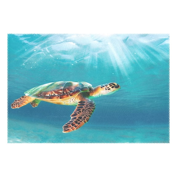 Ryvnso 1 Piece Placemats Turtle under Sea Dining Mats Heat-Resistant Non-Slip Washable Table Mat