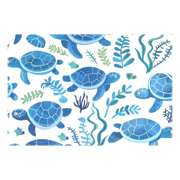 Ryvnso 1 Piece Placemats Turtles with Seaweed Dining Mats Heat-Resistant Non-Slip Washable Table Mat