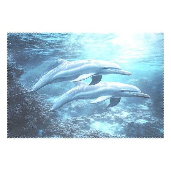 Ryvnso 1 Piece Placemats Two Dolphins Dining Mats Heat-Resistant Non-Slip Washable Table Mat
