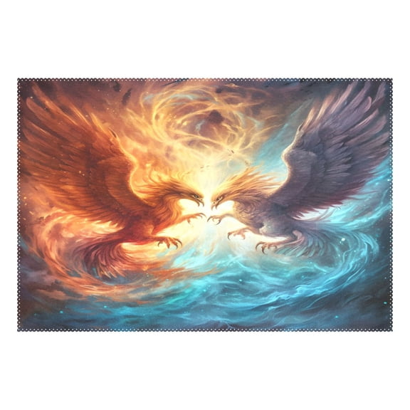 Ryvnso 1 Piece Placemats Two Phoenix Flying Dining Mats Heat-Resistant Non-Slip Washable Table Mat