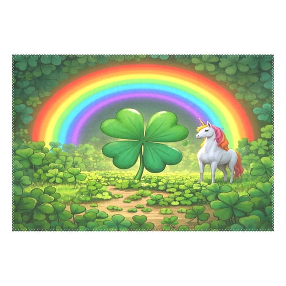 Ryvnso 1 Piece Placemats Unicorn in Clover Dining Mats Heat-Resistant Non-Slip Washable Table Mat