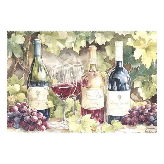 Ryvnso 1 Piece Placemats Wines Dining Mats Heat-Resistant Non-Slip Washable Table Mat