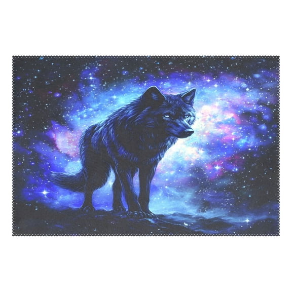 Ryvnso 1 Piece Placemats Wolf Starry Night Dining Mats Heat-Resistant Non-Slip Washable Table Mat