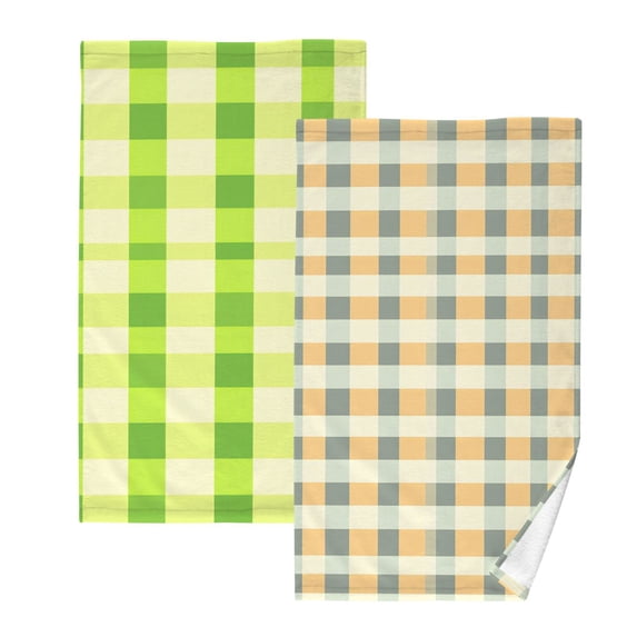Ryvnso 2 PCs Hand Towels Sets Checkered Grid-t1 Cotton Face Towel checkered Grid-t2
